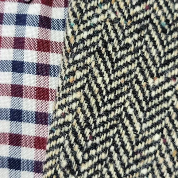 Haggar Mens Sport Coat Blazer Two Button Beige Black Herringbone City Casual 46R